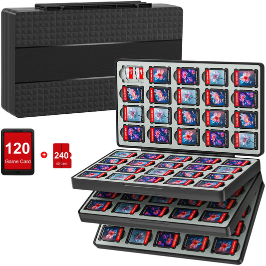 fivtek Switch Game Case for Nintendo Switch 2/Switch/OLED/Lite  Magnetic Switch-2 Game Case Holder with 120 Cartridge & 240 Micro SD Card Slots  Portable Travel Games Card Organizer Gift Accessories