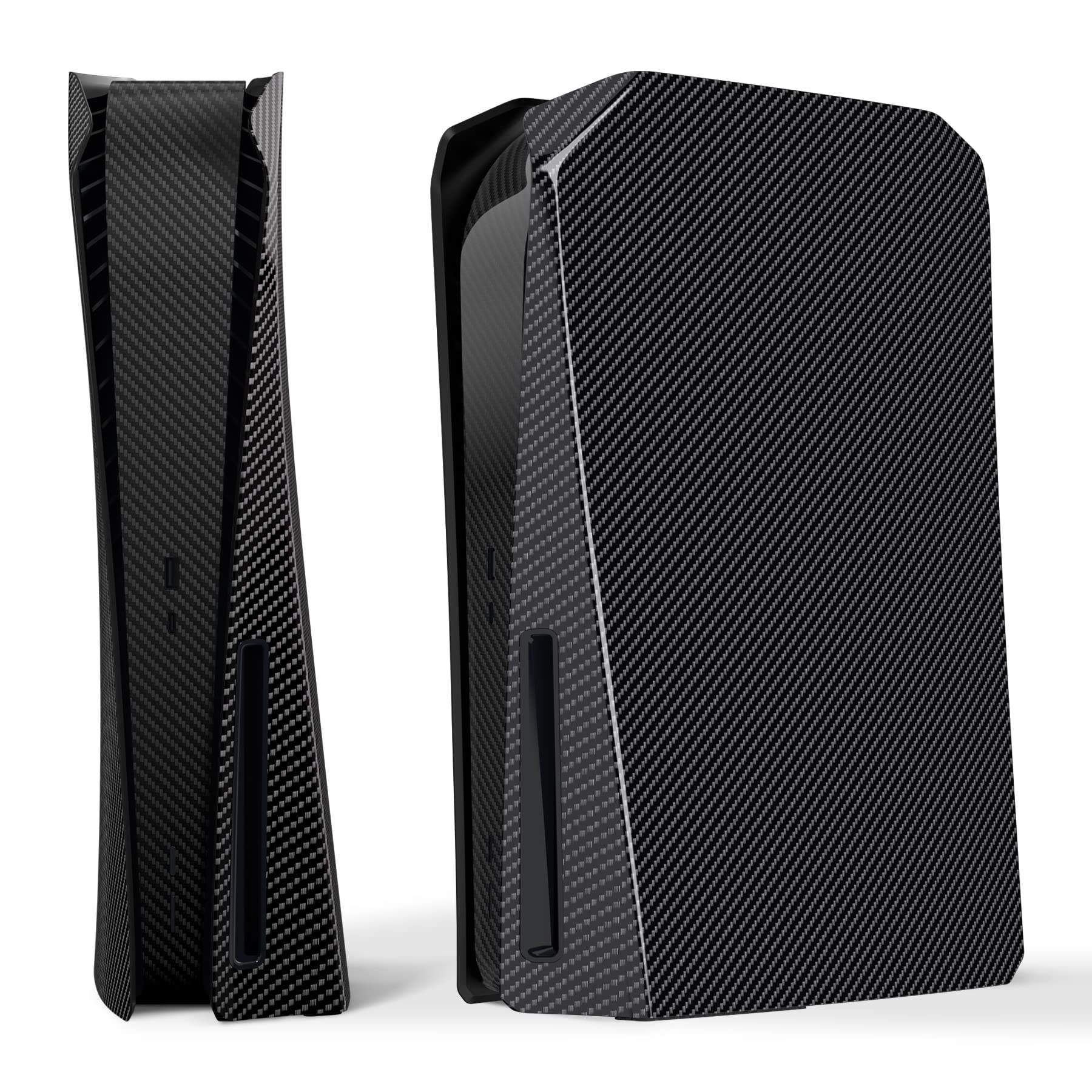 eXtremeRate eXcover Graphite Carbon Fiber Patterned Top Bottom Cover Compatible with ps5 Console Disc Edition  Replacement Faceplate Backplate Shell Skin Compatible with ps5 Console Disc Version
