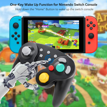 DTCGBIN Wireless Controller for Nintendo Switch/PC - One-Button Wake Up, 4-Level Vibration, Black