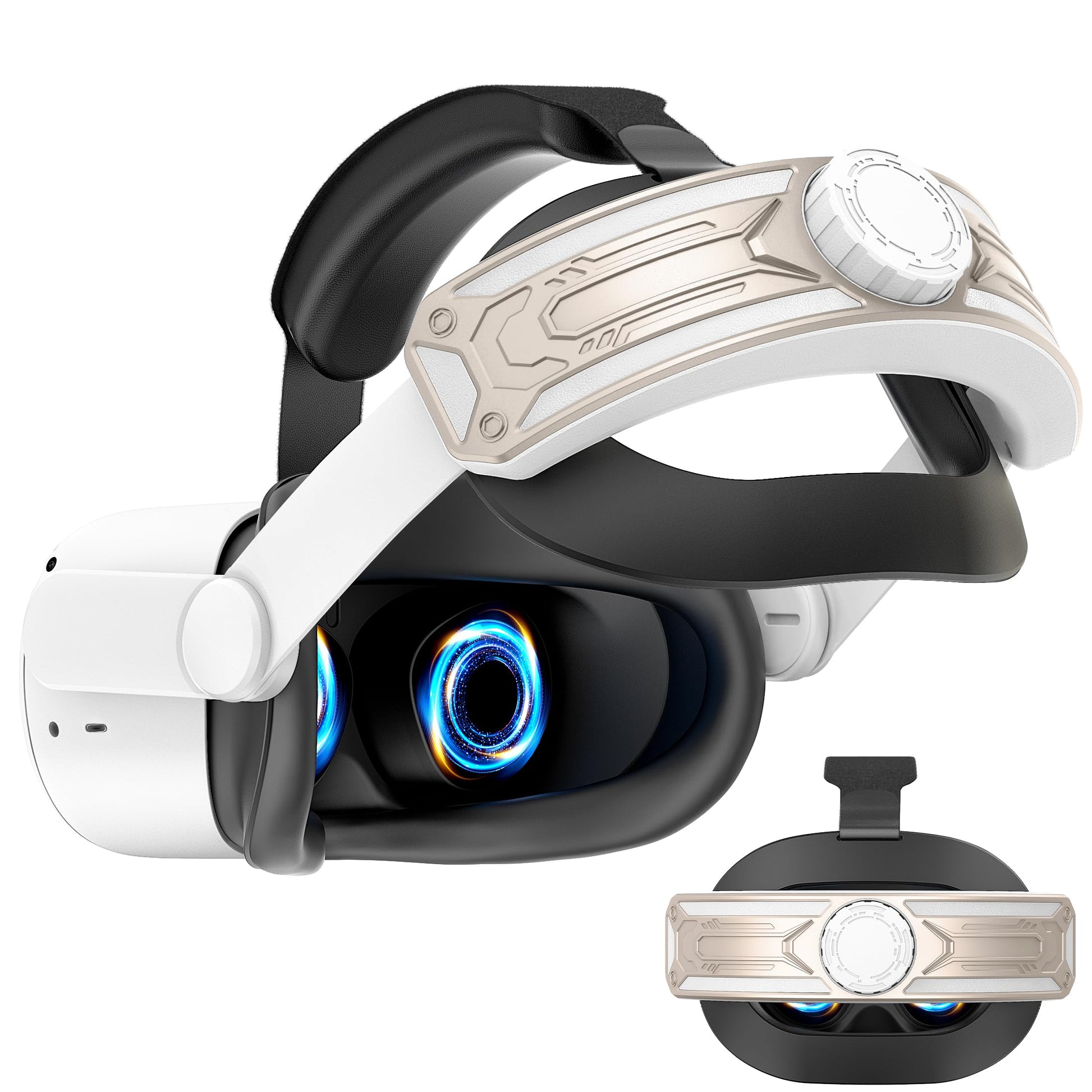 AMZDM Head Strap for Meta Quest 2 VR Headset fine design Strap Adjustable Soft Cushion Headstrap Oculus Quest 2 Replacement Wihte & Gold