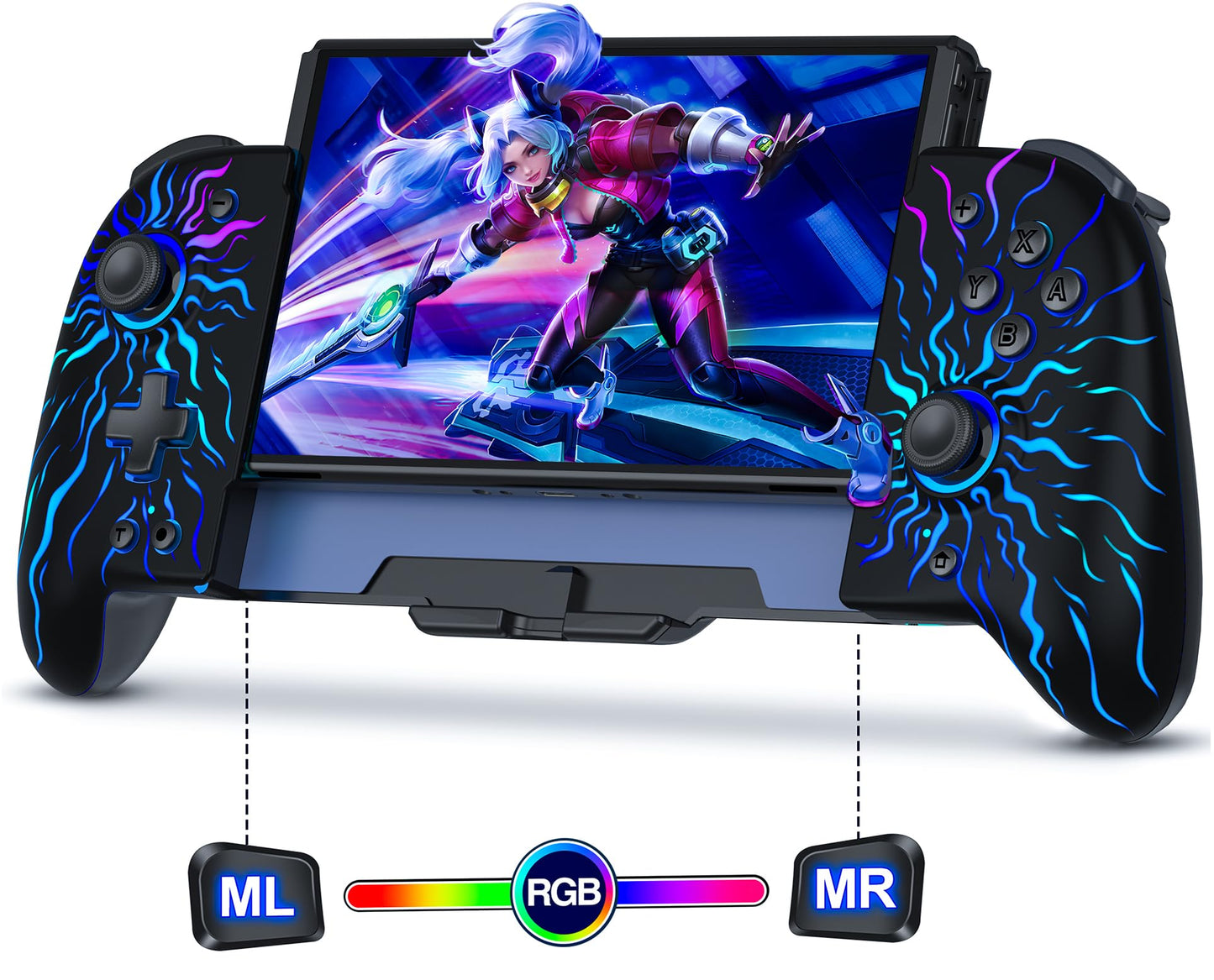 Spican Switch Controllers for Nintendo Switch/Switch OLED  Hall Effect Wireless Switch Joypad Controller for Handheld Mode  One-Piece Switch Remote with Battery/Programmable/Turbo