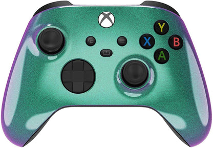 Custom Controllerzz Wireless Controller for Xbox Series X/S & One - Soft Touch Feel - X/S Green & Purple Chameleon - Model XB1-ST