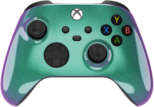 Custom Controllerzz Wireless Controller for Xbox Series X/S & One - Soft Touch Feel - X/S Green & Purple Chameleon - Model XB1-ST