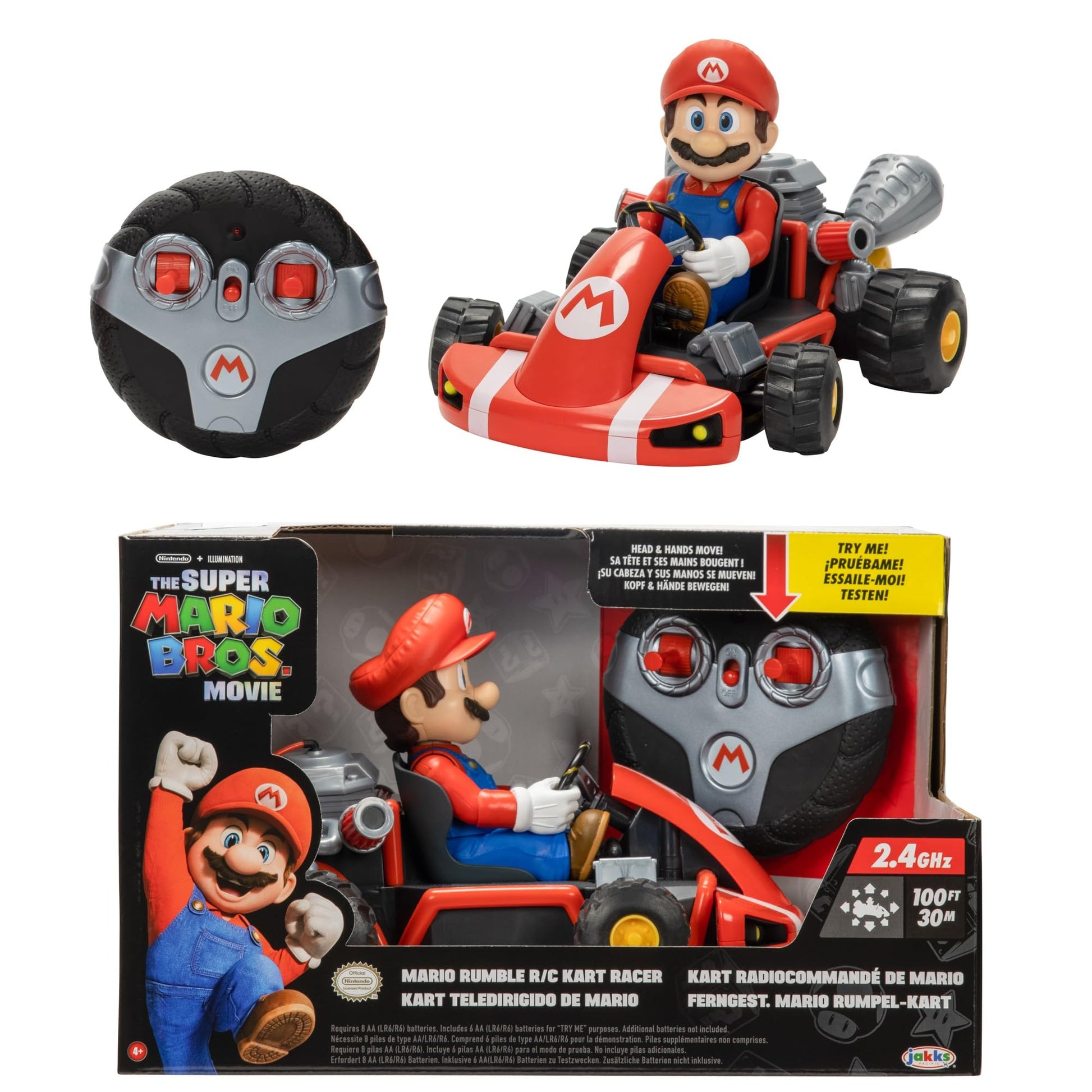 THE SUPER MARIO BROS. MOVIE Rumble Kart RC Racer – 2.4GHz Remote Control Car, 29.2 cm, Lights & Sounds, Ages 4+, Model 418