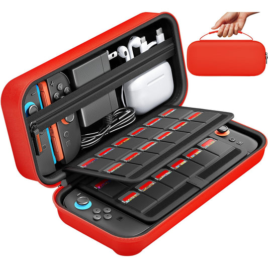 daydayup Switch Carrying Case Compatible with Nintendo Switch 2  with 24 Games Cartridges Protective Hard Shell Travel Carrying Pouch DS Case Red