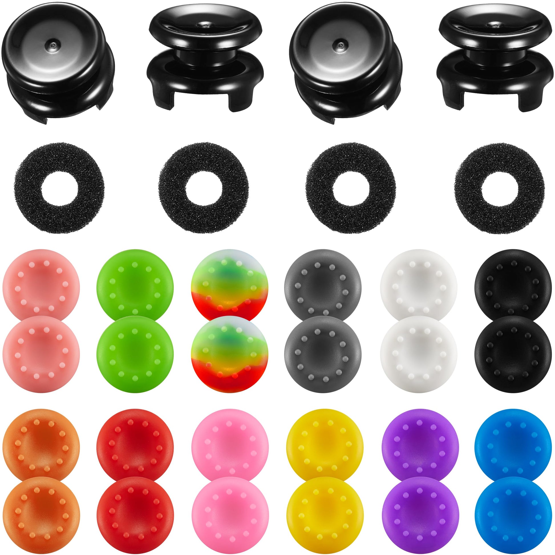 Controller Accessories Thumbstick Grips for Xbox  2 Pairs HIGH Stick  20 PCS Joystick Thumb Grips Extenders and 4 PCS Precision Rings Attachments for Xbox One/Series X Control - Mixed Color 1