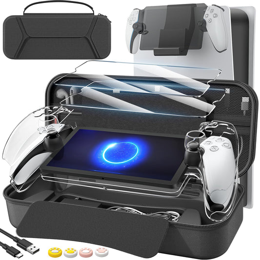 daydayup 14 in 1 Accessories Set Bundle Compatible with Playstation Portal Remote Player  Carrying Case & Charging Cable  Holder Stand with 2 Screen Protectors and 4 Thumb Grips Playstation Consoles