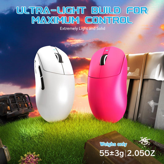 MAMBASNAKE X8 Plus Wireless Gaming Mouse - Tri-Mode, 40000 DPI, 150h Battery Life, White