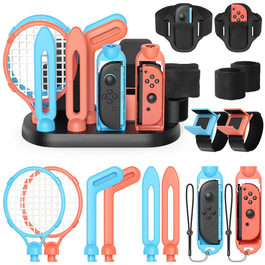 [For Switch 2/1] Sports Accessories Bundlefor Nintendo Switch 2 (2025)/Switch 1 with Organizer Station Family Party Sports Kit  Golf/Tennis/Dance/Sword/Soccer for Joycon 2 & All-in-One Storage Stand