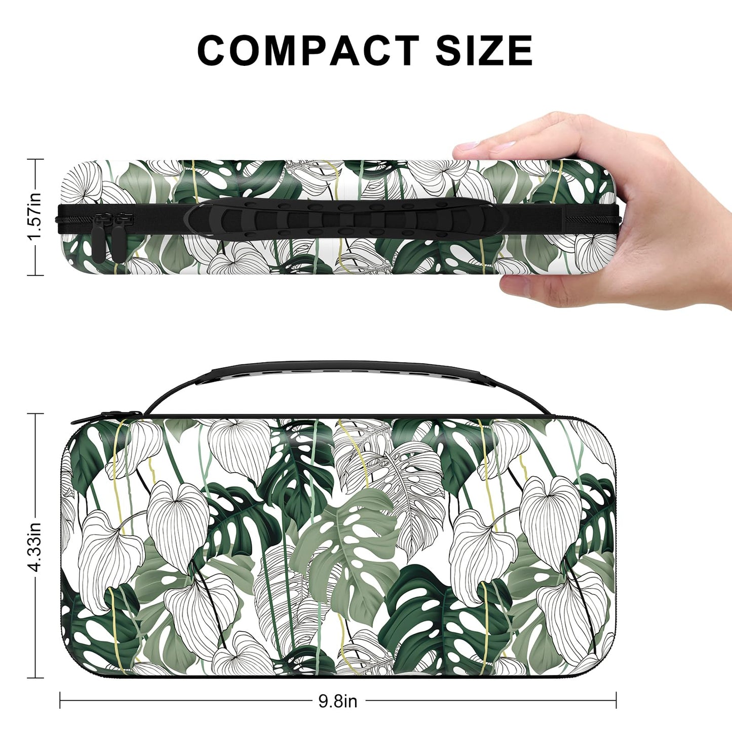 NPOOYI Hard Shell Carrying Case for Nintendo Switch OLED 2021/2017, Travel Case with Pockets, Green Leaf Color