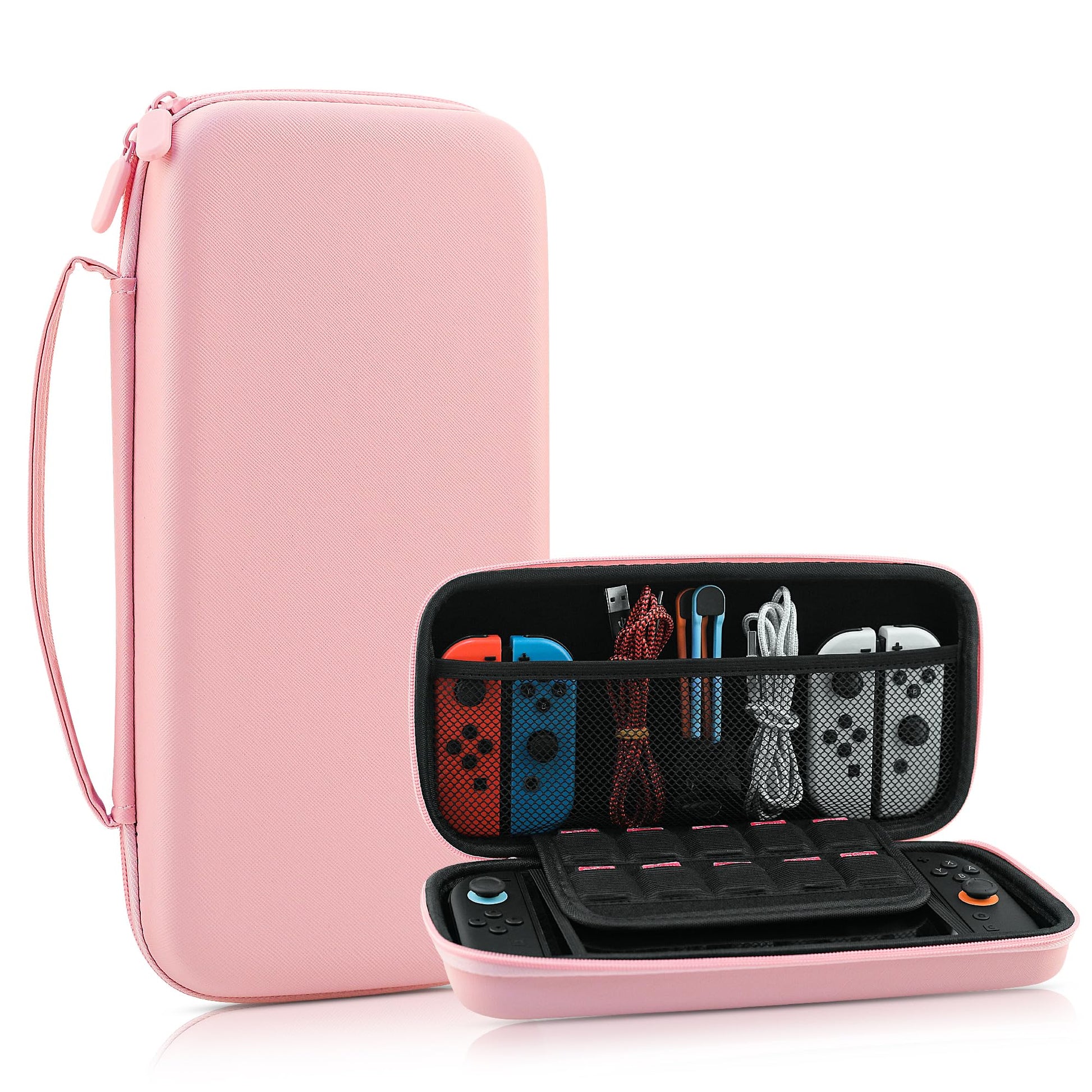 RHOTALL Carrying Case for Nintendo Switch 2 2025  [Portable & Lightweight] Travel Hard Protective Switch 2 Case  Protector Accessories with 10 Game Cartridge slot (Pink)