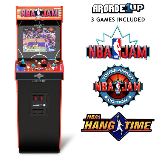 ARCADE1UP NBA Jam Deluxe Arcade Machine, 5ft Tall, 2-Player Control Panel, Orange, Model NBA-A-400811, 3 Classic Games
