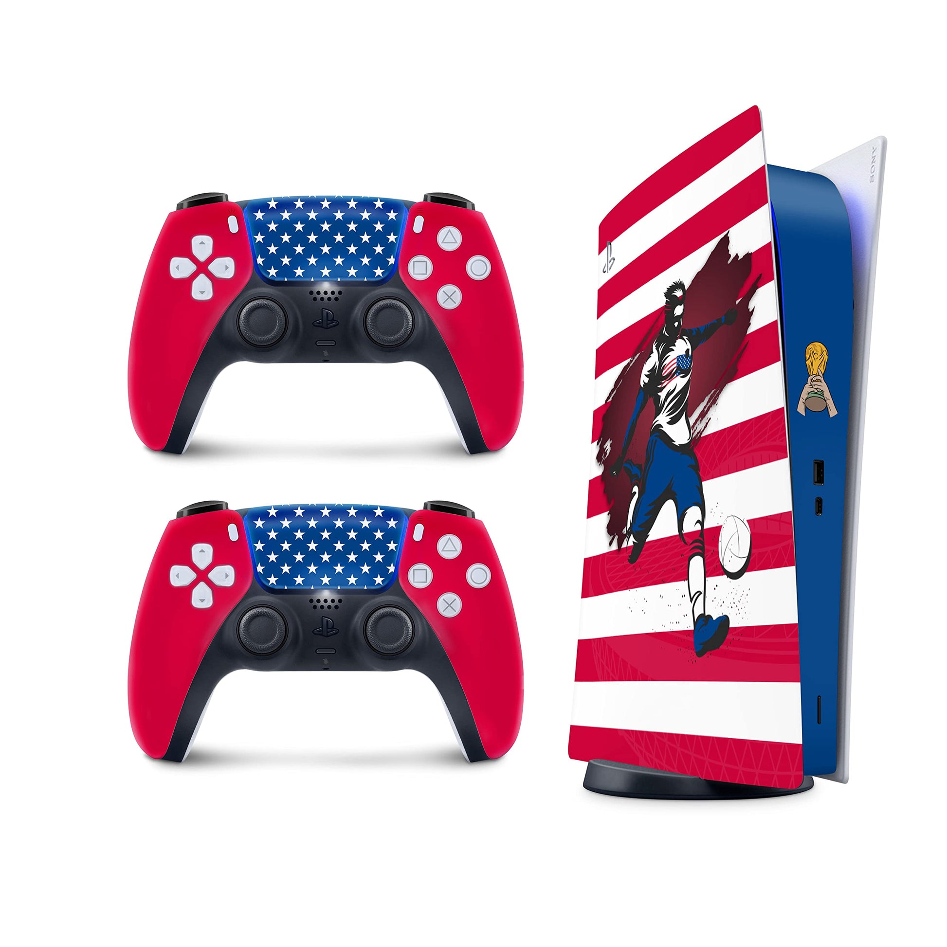TACKY DESIGN World Cup Stickers 2022 Skin for Playstation 5 Console & 2 Controllers  PS5 Soccer Stickers Skin Vinyl 3M Decal National Teams Stickers Full wrap Cover (Digital Edition  USA Skin)