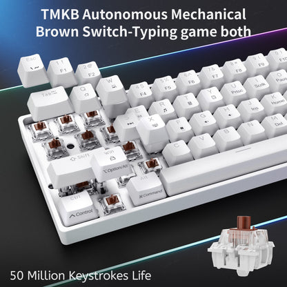 DIERYA DK61se 60% Mechanical Keyboard, Brown Switches, LED Backlit, White, Ultra-Compact Mini Gaming Keyboard for PC and Laptop