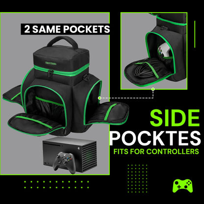 CROTIRAD Carrying Case for Xbox Series X - Travel Bag with Storage Pockets, Black, Model 202402101