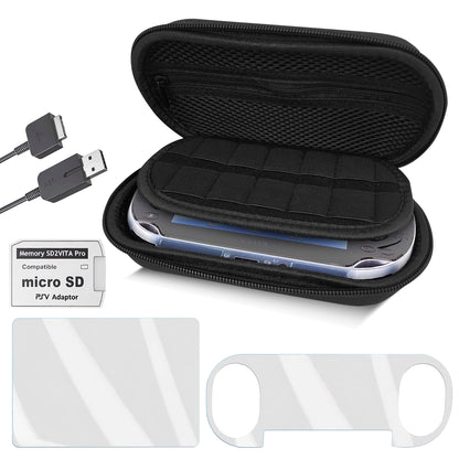 Skywin PS Vita 2000 Slim 4-in-1 Kit - Black Case, Front & Back Protector, Charger Adapter, Micro SD Card