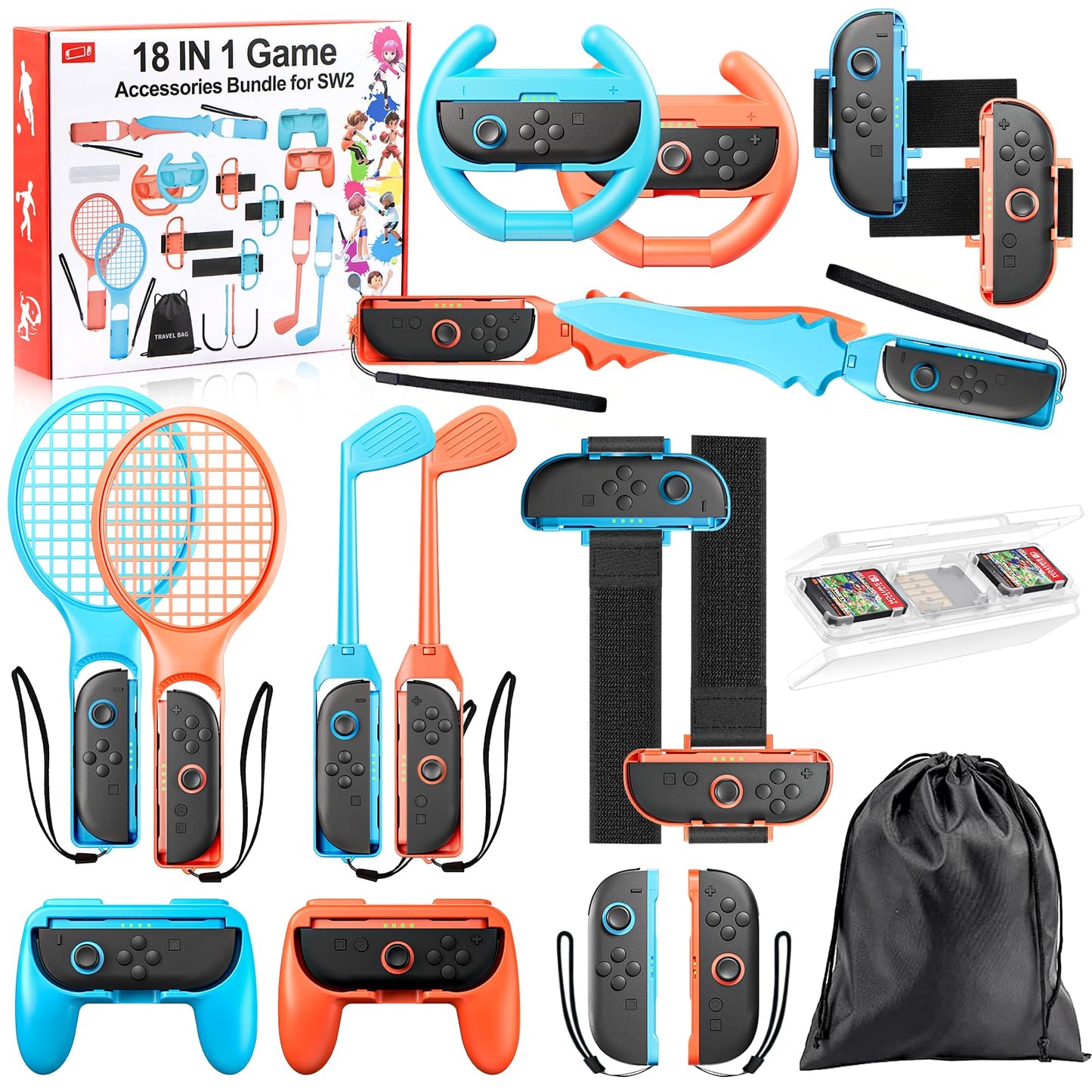 18 in 1 Switch 2 Sports Accessories Bundle for Nintendo Switch 2 Sports Family Accessories Kit Compatible with Switch 2 Sports Games