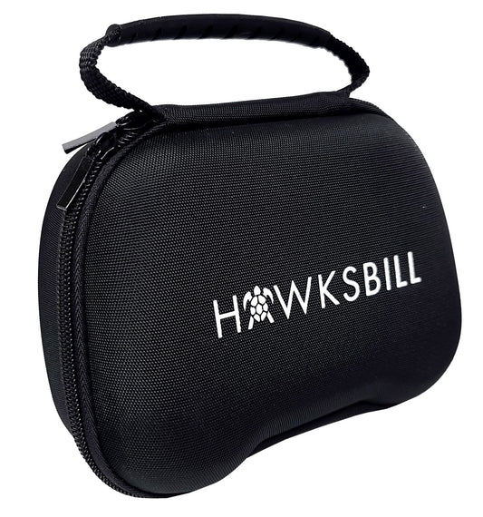 Hawksbill Travel Controller Case for Switch Pro, PS5 & Xbox - Compact Hard Shell, Black & White, Model HKB-CS1M