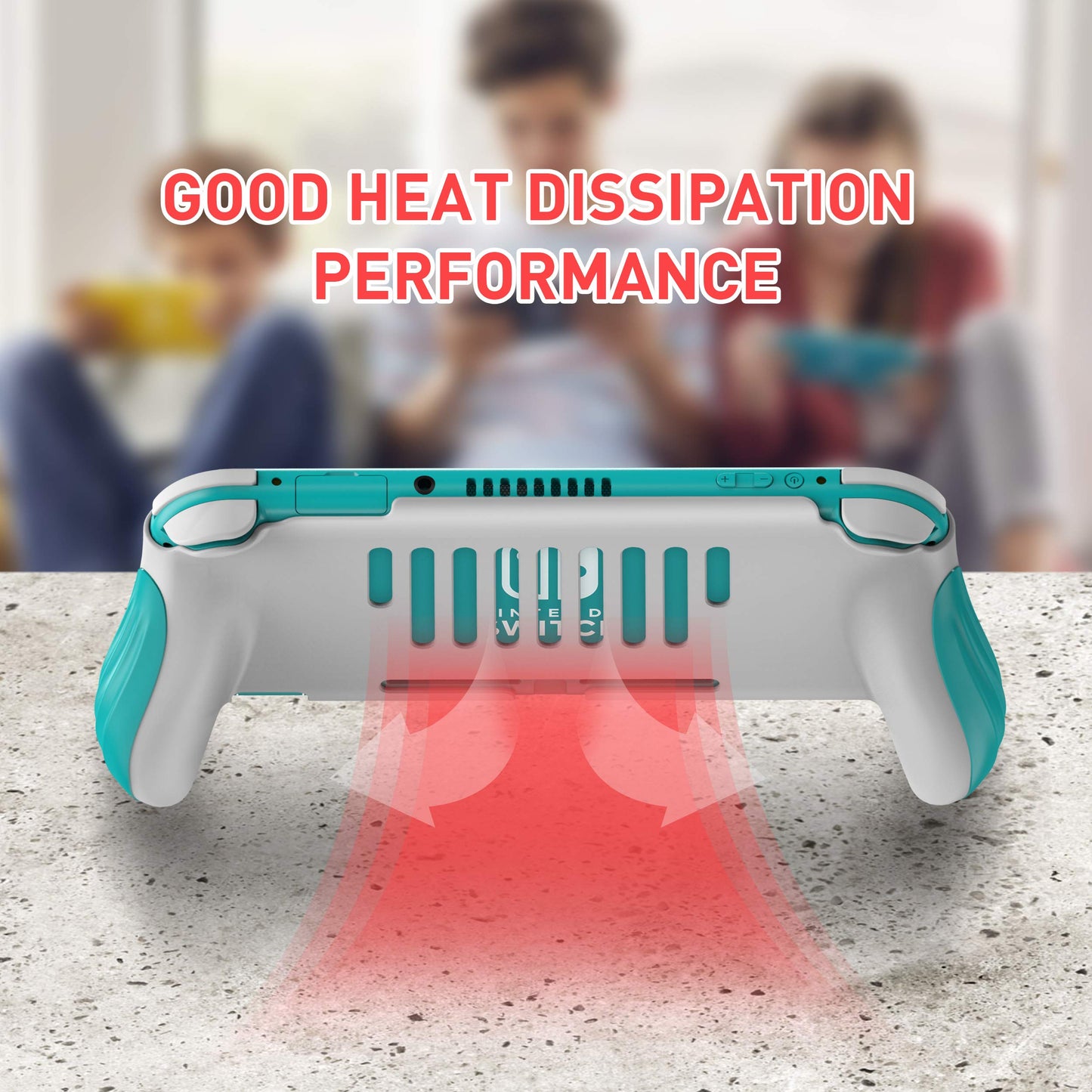 MEQI Grip Case for Nintendo Switch Lite - Ergonomic, Protective Cover, Turquoise, Model US-NSLGC02, Comfortable Design