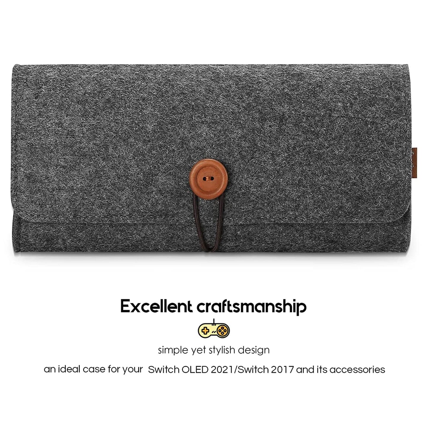 ProCase Carrying Case for Nintendo Switch OLED & Switch 2017 - Ultra Slim Felt Pouch, Grey with 5 Game Cartridges Holders