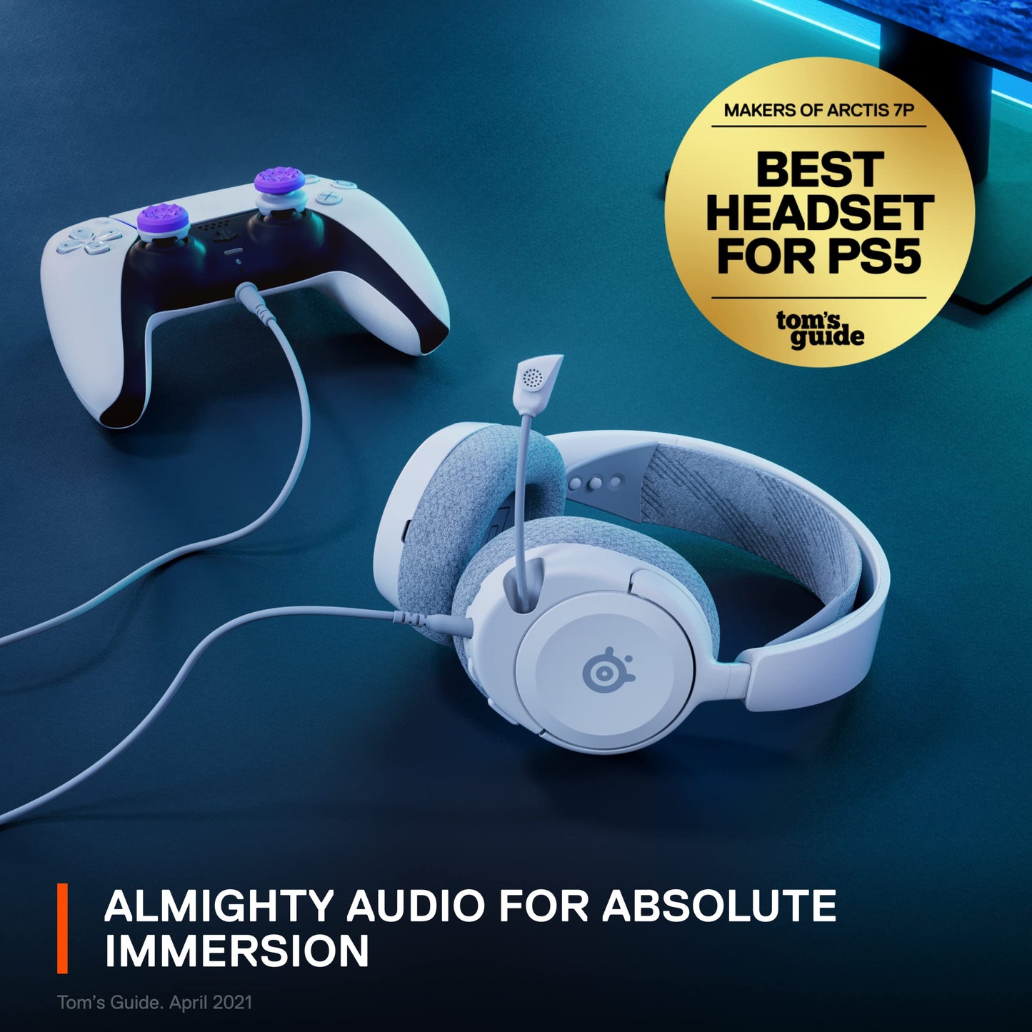 SteelSeries Arctis Nova 1P Gaming Headset - Wired, White, Hi-Fi Drivers, 360° Audio, Noise-Cancelling Mic, Model 61612