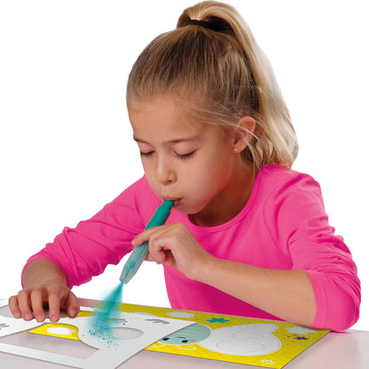 SES Creative Blow Airbrush Graffiti Kit - DIY Art Set with 6 Pens & Templates, Multicolor, Model 14759, Ages 6+