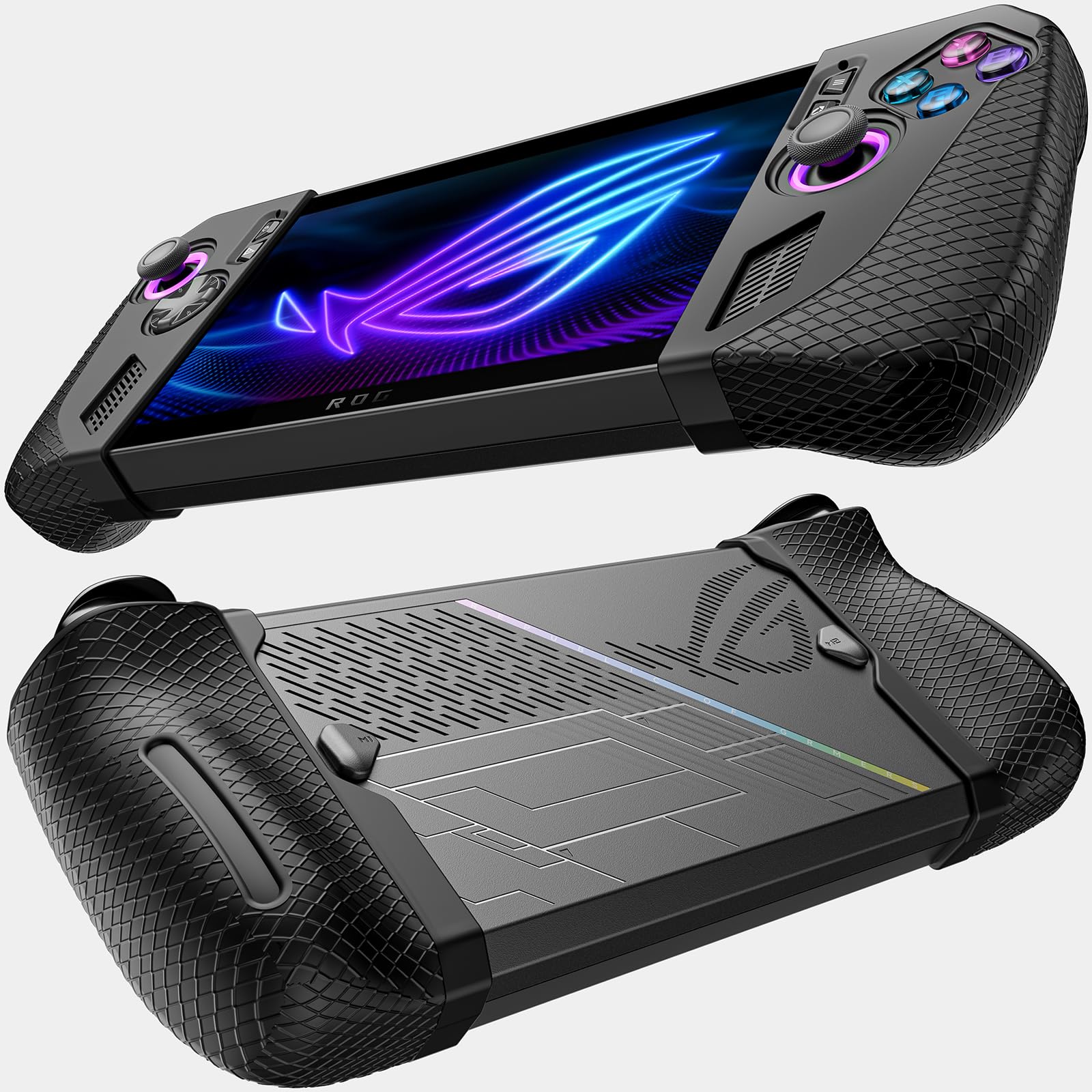JSAUX Silicone Grip Protection Case for ROG Ally X - Black, Model PC0113, Includes Left & Right Sleeves