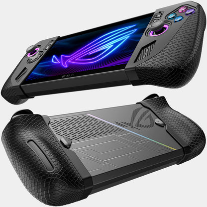JSAUX Silicone Grip Protection Case for ROG Ally X - Black, Model PC0113, Includes Left & Right Sleeves