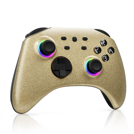 Mytrix Gold Wireless Switch Controller, Pro Controller with Turbo, Motion, Vibration, Joystick RGB, Model: ns-gold