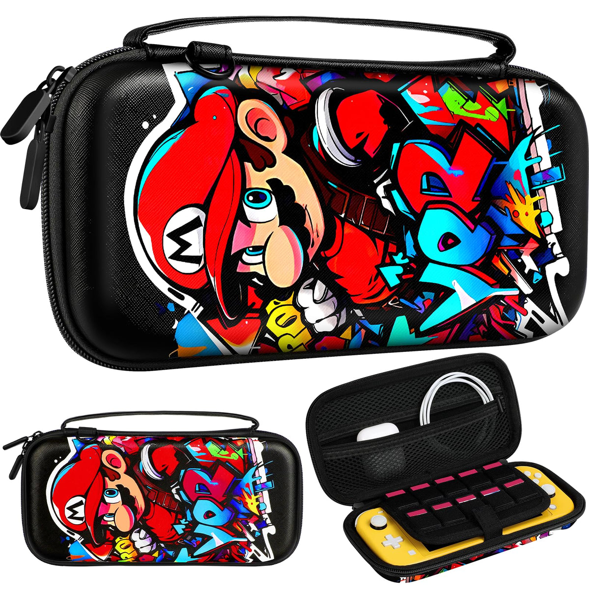 Xinocy Carrying Case for Nintendo Switch Lite 2019 Tpartyl Carry Cases for Kids Boys Teen Girls Cute Kawaii Design Aesthetic Portable Hard Shell Covers Pouch Storage Bag for Nintendo Accessories