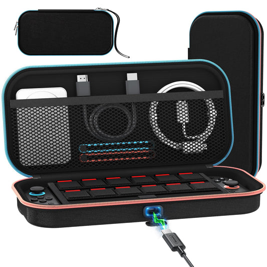 ivoler Charge inside Carrying Case for Nintendo Switch 2 Console 2025  Travel Case with Charging Cable Port  Holds 12 Game Cards Cartridge for Switch 2 Accessories- Black