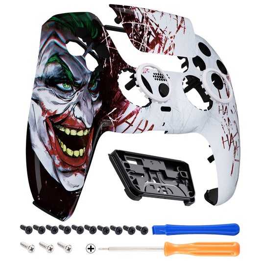 eXtremeRate Luna Redesigned Clown Hahaha Front Shell Touchpad Compatible with ps5 Controller BDM-010 020 030 040 050, DIY Replac