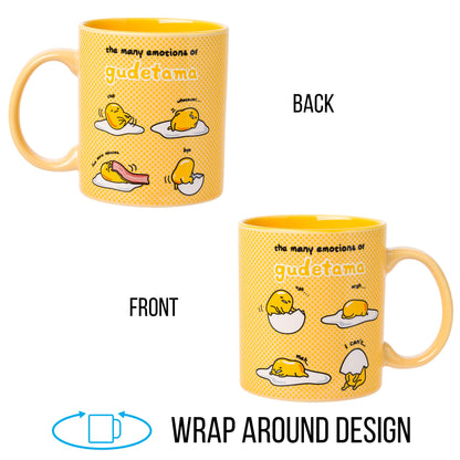 Silver Buffalo Ceramic Mug - Gudetama Many Emotions - 20 Ounces - Model GUD20334