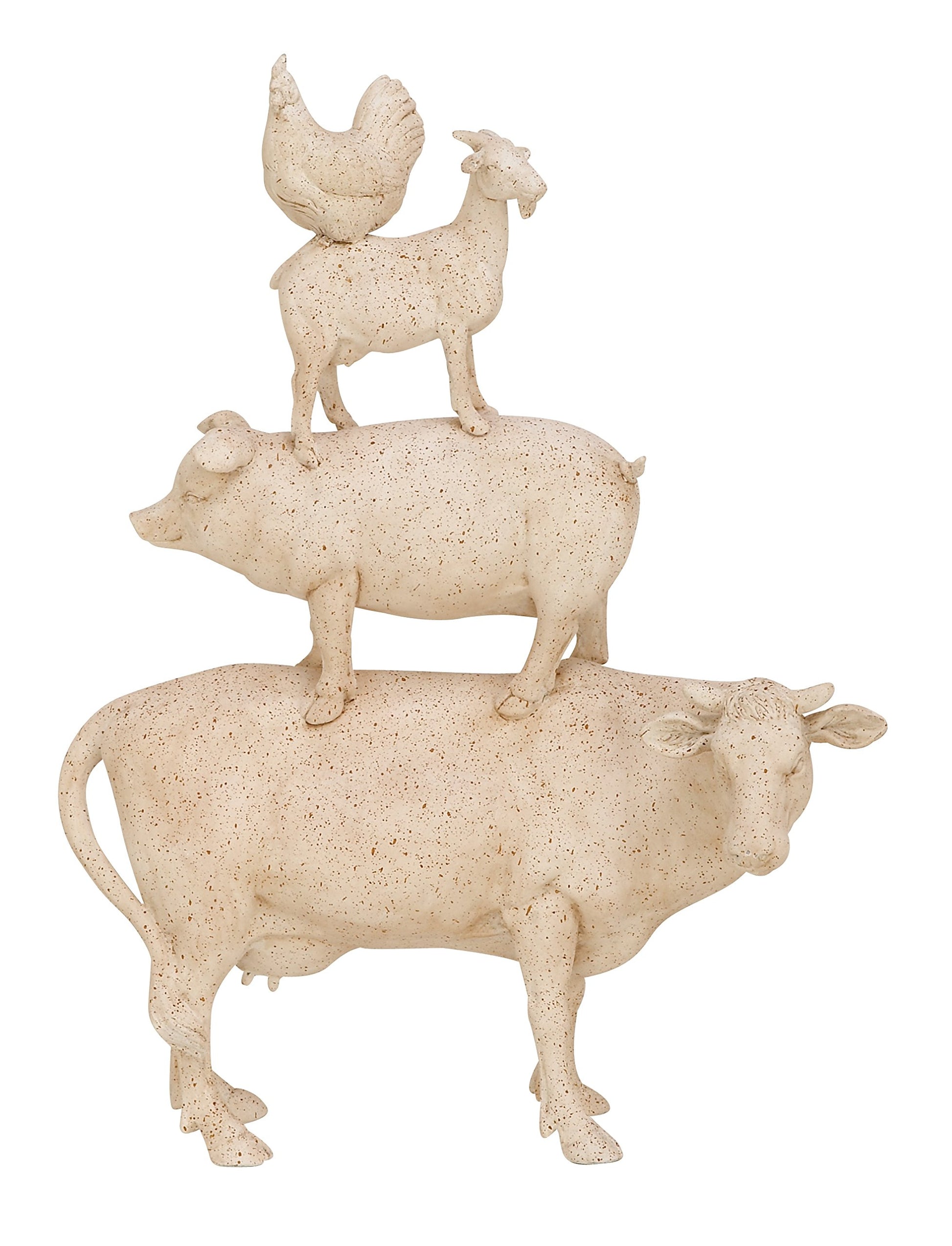 Deco 79 Farm Animals Decorative Sculpture, Cream Polystone Accent Figurine, 14 x 4 x 18, Model 38230