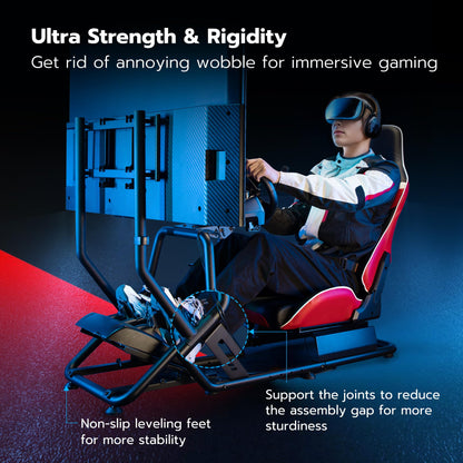 ARES WING Racing Simulator Cockpit GRS1002RE with Monitor Mount, Red, Compatible with PS5, PS4, Xbox, PC
