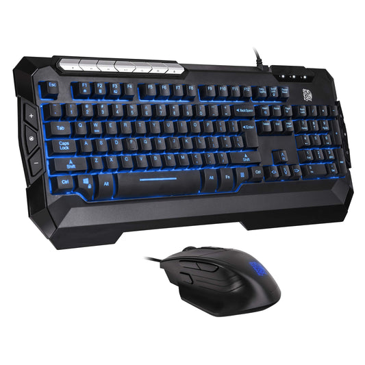 Thermaltake Tt eSPORTS Commander Combo V2, Gaming Keyboard and Gaming Mouse with 2500 DPI, 3 Color Back Lights and Lighting Effe