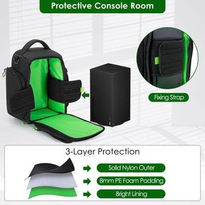 PGmoon Travel Carrying Case for Xbox Series X - Protective Black Bag for Console, Controllers, Cables & Game Discs (Model: CAPG02301)