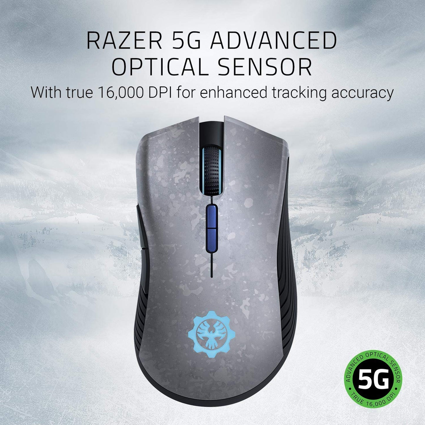 Razer Mamba Wireless Gaming Mouse - 16,000 DPI, Chroma RGB, 7 Buttons, Up to 50 Hr Battery Life, Gears of War 5 Edition, Grey/Black