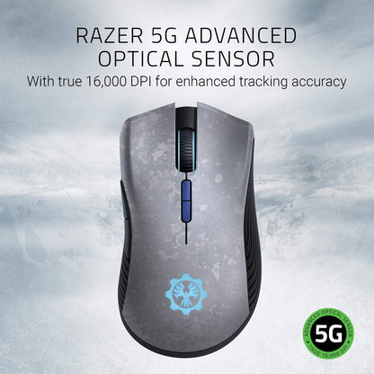 Razer Mamba Wireless Gaming Mouse - 16,000 DPI, Chroma RGB, 7 Buttons, Up to 50 Hr Battery Life, Gears of War 5 Edition, Grey/Black