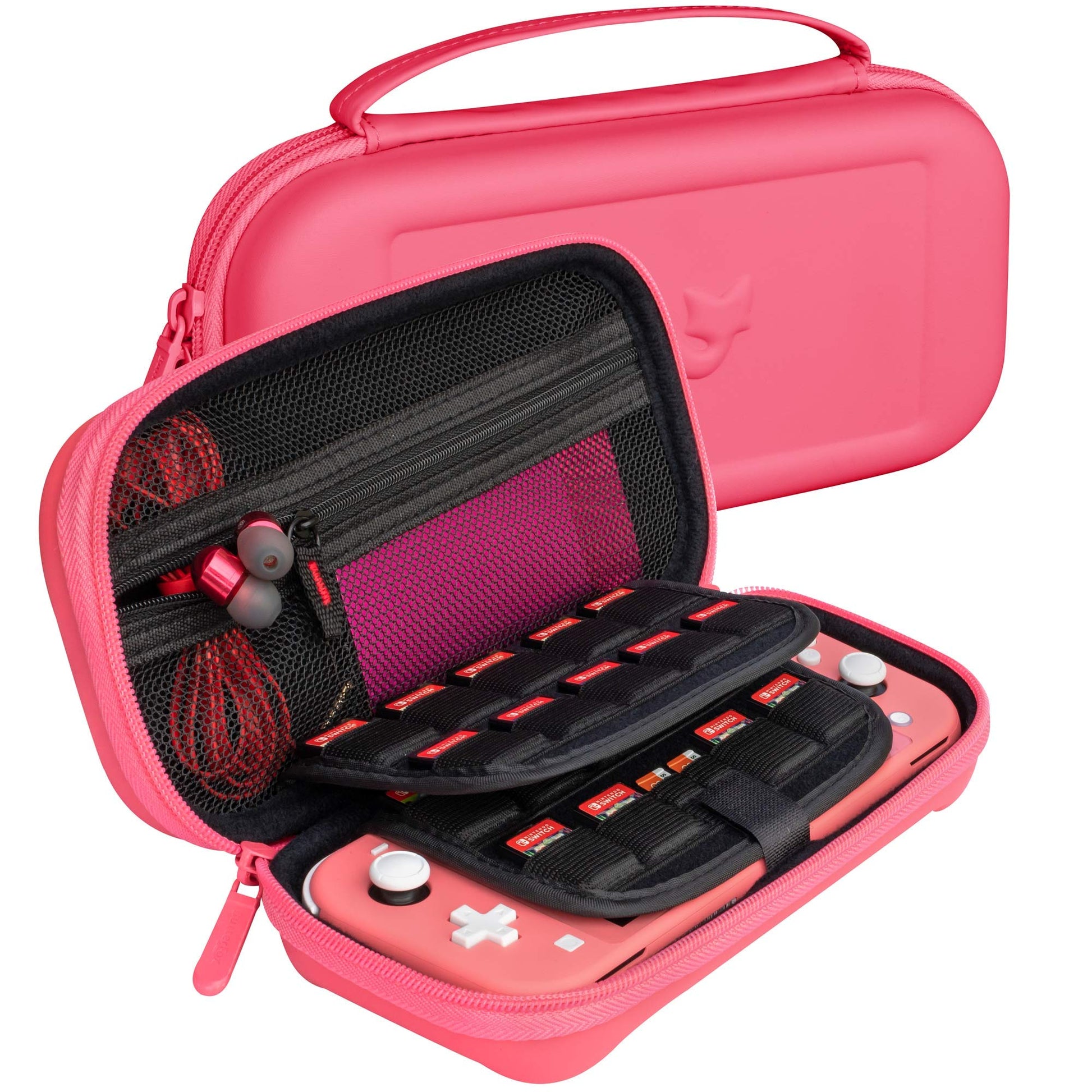 ButterFox Slim Carrying Case for Nintendo Switch Lite with 19 Game and 2 Micro SD Card Holders  Storage for Switch Lite Accessories (Coral)