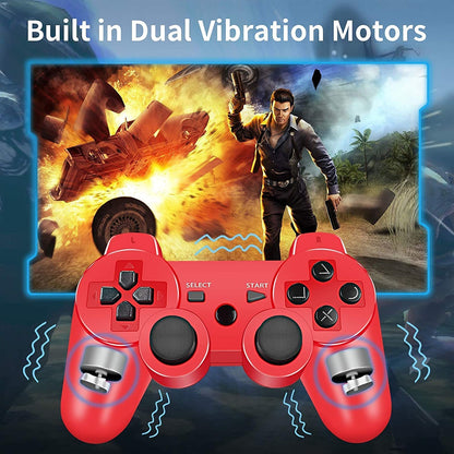 Rzzhgzq PS3 Wireless Controller - Bluetooth Gamepad with USB Charger, 2 Pack (Red & Green) for Playstation 3 Console