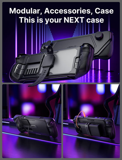 JSAUX ModCase for Steam Deck with 20000mAh Power Bank, Back Case, Face Cover, Metal Bracket - Power Bank Set