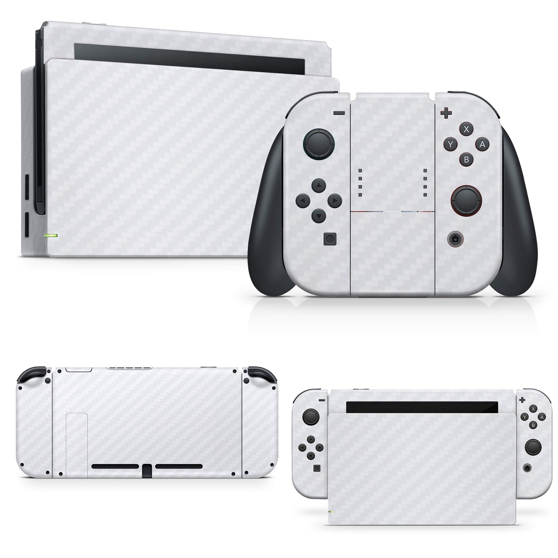 giZmoZ n gadgetZ Carbon White Skin Decal Vinyl Sticker for Nintendo Switch Console + 1 Controller, Model GNG-Switch-CARB-WHITE-SKINS