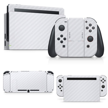 giZmoZ n gadgetZ Carbon White Skin Decal Vinyl Sticker for Nintendo Switch Console + 1 Controller, Model GNG-Switch-CARB-WHITE-SKINS