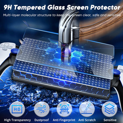 Auarte 12-in-1 Accessories Set for PS Portal, Hard Case, 2 Screen Protectors, Thumb Grips, M, Carbon Black, Model PSP12B