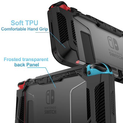 PiMivco Dockable Case for Nintendo Switch - TPU Grip Cover, Shock-Absorption, Anti-Scratch, Black, Model KD-1GFA-25CT