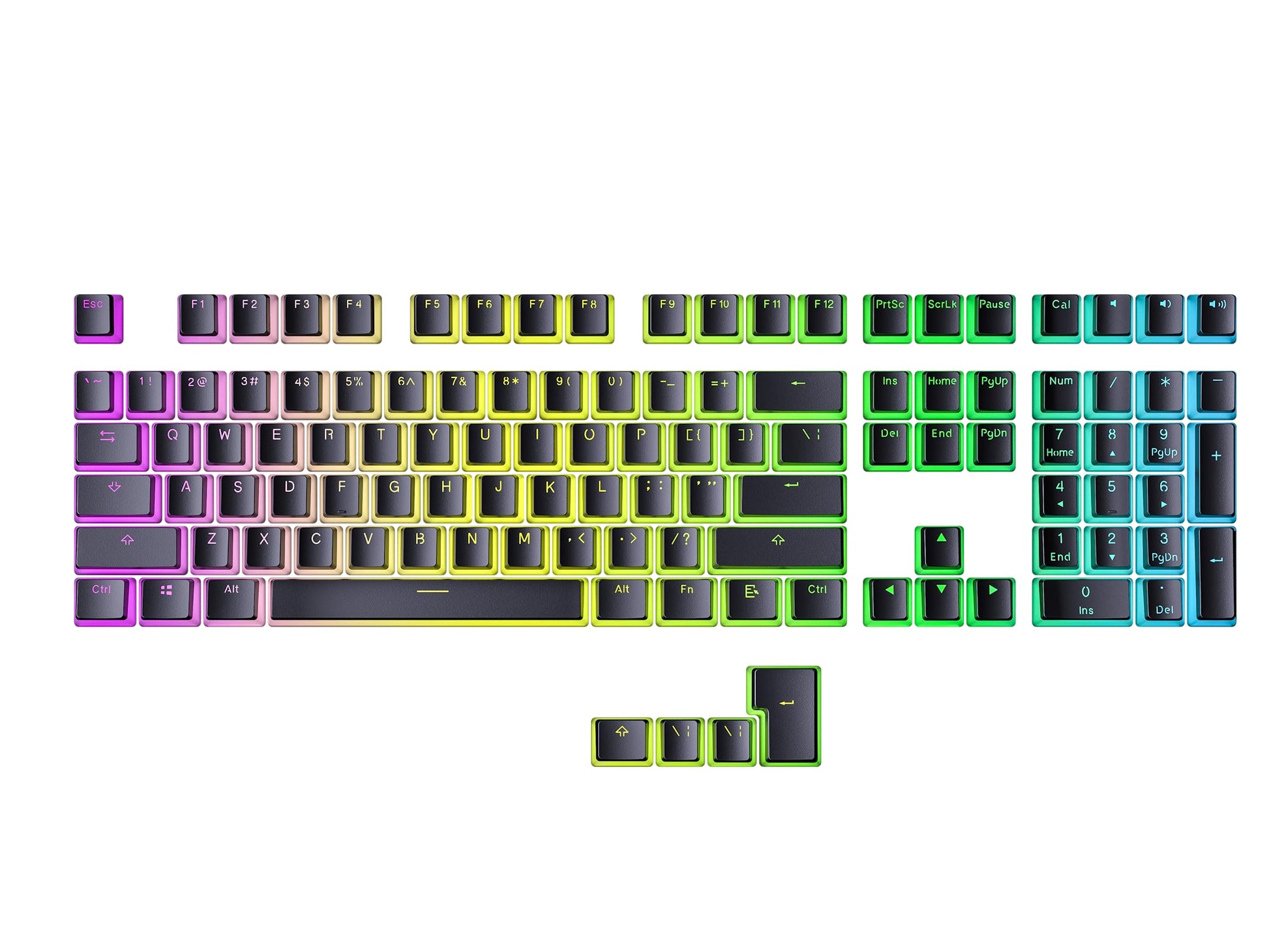 Geeky Pudding Keycaps | Double Shot PBT | 112 Keys | Translucent Layer | Supports 60%  TKL & Full-Size RGB Mechanical Gaming Keyboards | ANSI (US) Layout & 4 ISO Keys (Black)