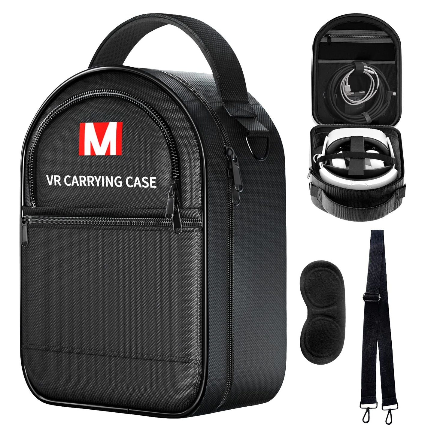TOENNESEN Hard Carrying Case for Meta Quest 3/Oculus Quest 2/Vision Pro VR Headset with fine design Strap  Touch Controllers & Other Accessories  with Strap & Lens Protector  for Tpartyl and Home Storage