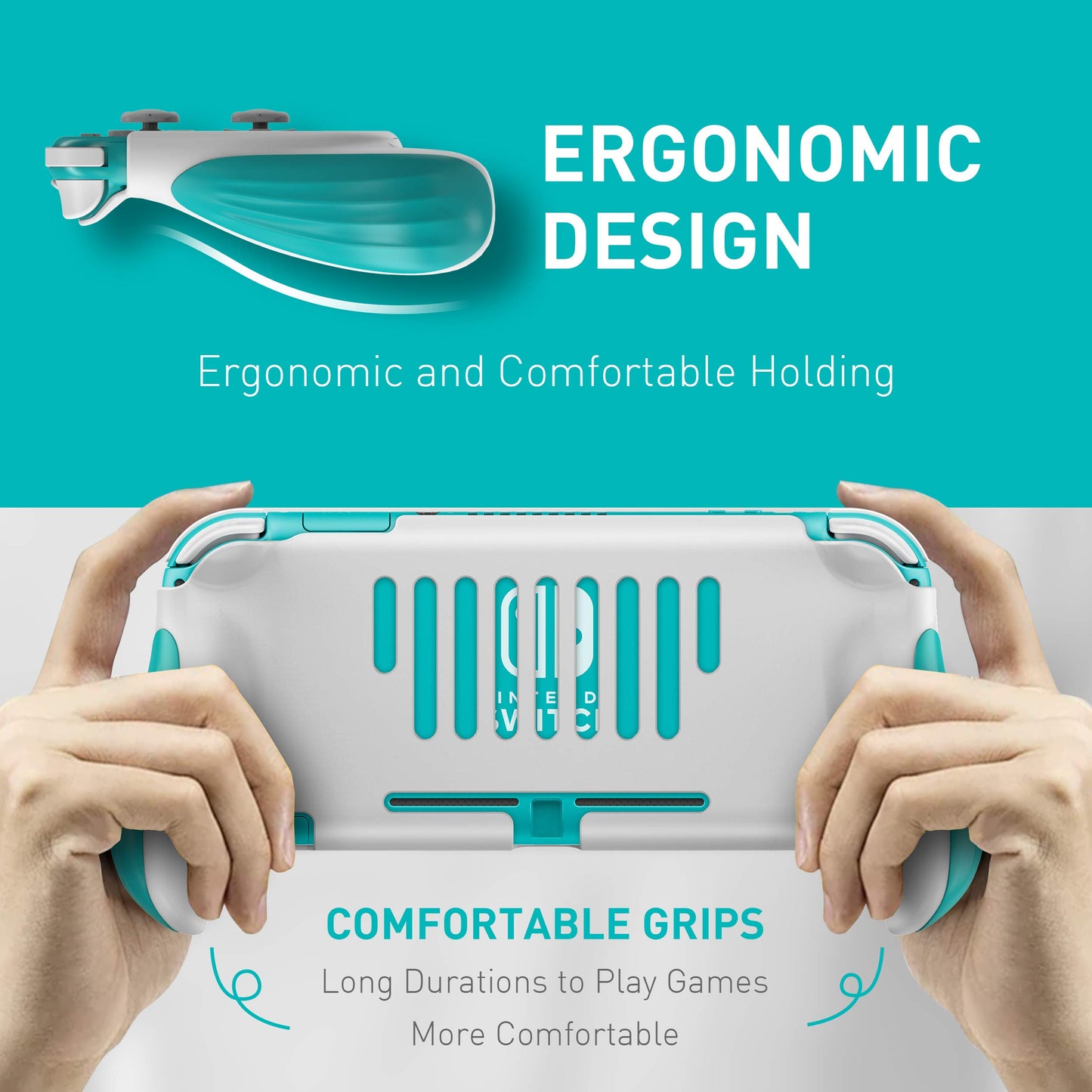 JUSPRO Grip for Nintendo Switch Lite - Ergonomic Blue Protective Case, Comfortable Handheld Design, Portable Gaming Accessory