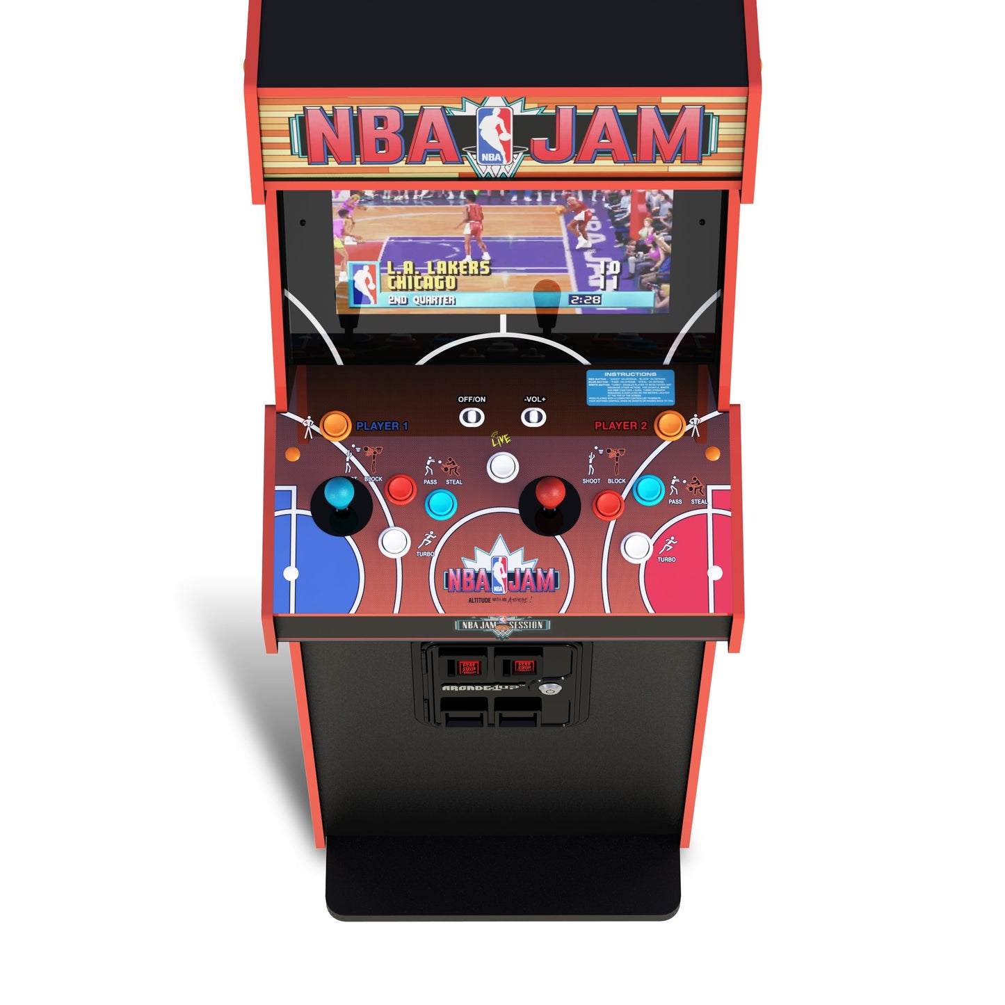 ARCADE1UP NBA Jam Deluxe Arcade Machine, 5ft Tall, 2-Player Control Panel, Orange, Model NBA-A-400811, 3 Classic Games